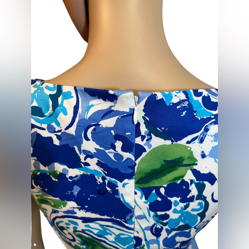 Chaps Est 1978 Size 8P EUC Blue White Green Sleeveless Floral Mini Dress (0441) - Picture 6 of 8